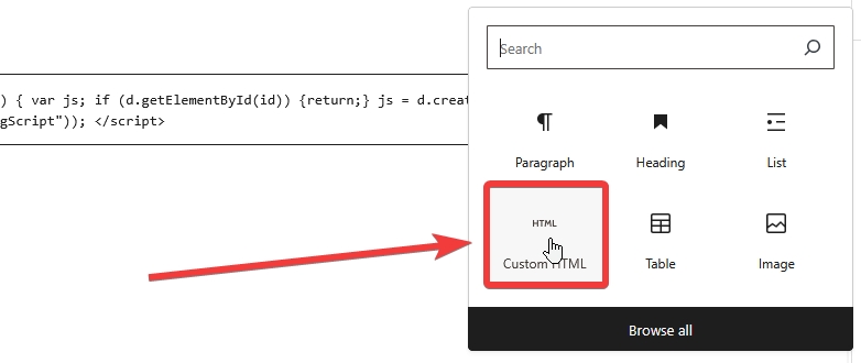 adding an html element to wordpress