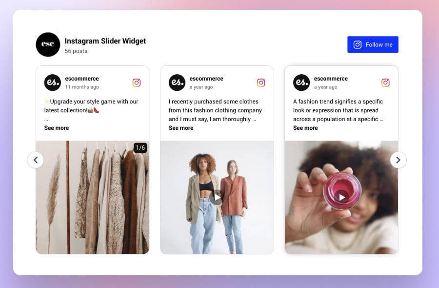 embedsocial Instagram slider layout