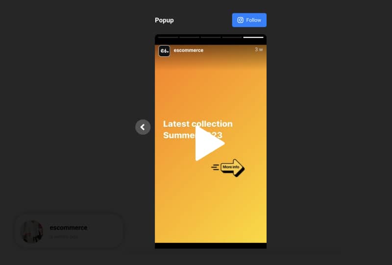 Example of an Instagram stories widget