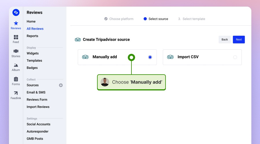 Manually adding reviews