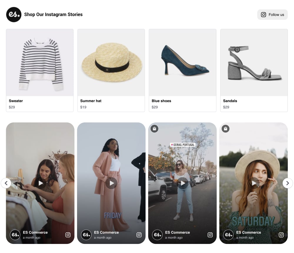 example of a shoppable instagram widget